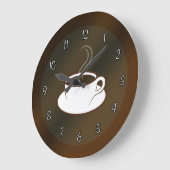 コーヒーカップカフェコーヒーショップ大きな丸い壁時計 ラージ壁時計 (傾斜)