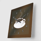 コーヒーカップカフェコーヒーショップ正方形の壁時計 スクエア壁時計 (傾斜)