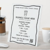 コーヒーカップカフェ開店時間QRコード 台座サイン (インサイチュ)