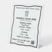 コーヒーカップカフェ開店時間QRコード 台座サイン (正面)