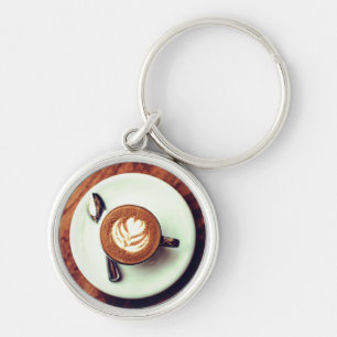 コーヒーカップカプチーノブラウンホワイトラテ キーホルダー