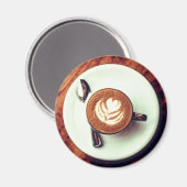 コーヒーカップカプチーノブラウンホワイトラテ マグネット (正面/裏面)