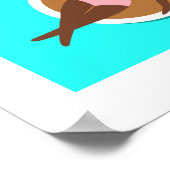 コーヒーカップキッチンアートのコーヒー好き女性 ポスター (角)