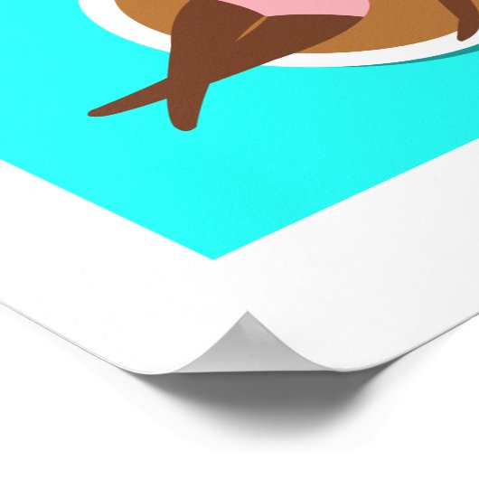 コーヒーカップキッチンアートのコーヒー好き女性 ポスター (角)