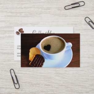 コーヒーカップクッキーハート型フォーム ロゴ 名刺