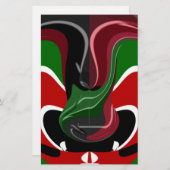 コーヒーカップケニア国旗Hakuna Matata 便箋 (正面/裏面)