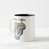 コーヒーカップコーヒーで眠るかわいいナマケモノ引用文 ツートーンマグカップ (正面左)