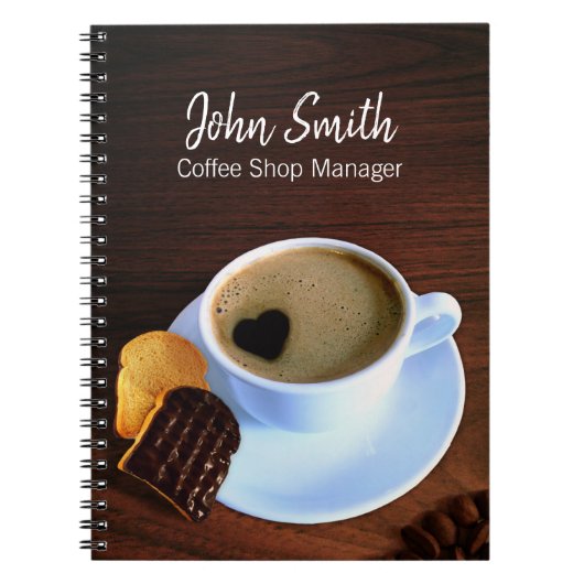 コーヒーカップコーヒーショップハート型フォームクッキー ノートブック (正面)