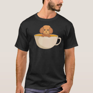 コーヒーカップコーヒーファン犬のかわいいトイプードル Tシャツ