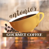 コーヒーカップコーヒー豆のビジネスアドレス ウィンドウサイン (シート2)