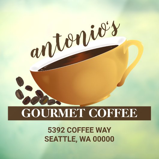 コーヒーカップコーヒー豆のビジネスアドレス ウィンドウサイン (シート3)