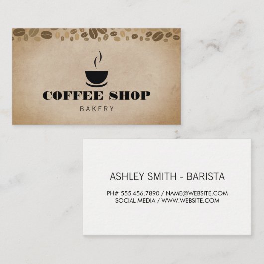 コーヒーカップコーヒー豆 名刺 (正面/裏面)