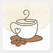 コーヒーカップステッカー スクエアシール (正面)
