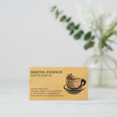 コーヒーカップスプラッシュ |コーヒー豆パターン 名刺 (スタンド正面)