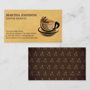 コーヒーカップスプラッシュ コーヒー豆パターン 名刺