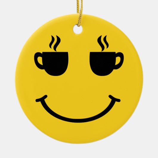 コーヒーカップスマイル セラミックオーナメント (正面)