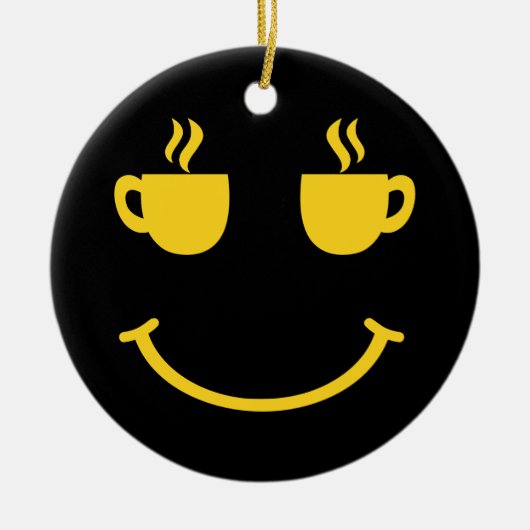 コーヒーカップスマイル セラミックオーナメント (正面)