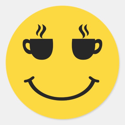 コーヒーカップスマイル ラウンドシール (正面)