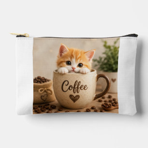 コーヒーカップチャームの子猫 アクセサリーポーチ
