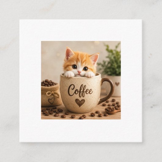 コーヒーカップチャームの子猫 エンクロージャーカード (正面)