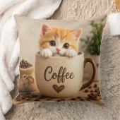 コーヒーカップチャームの子猫 クッション (ブランケット)