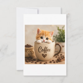 コーヒーカップチャームの子猫 サンキューカード