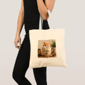 コーヒーカップチャームの子猫 トートバッグ (正面(商品))