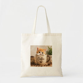 コーヒーカップチャームの子猫 トートバッグ