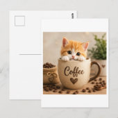 コーヒーカップチャームの子猫 ポストカード (正面/裏面)