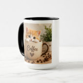 コーヒーカップチャームの子猫 マグカップ (正面左)