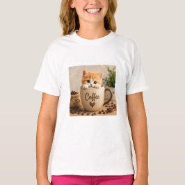 コーヒーカップチャームの子猫 Tシャツ