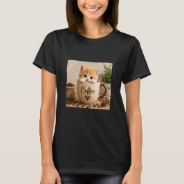 コーヒーカップチャームの子猫 Tシャツ