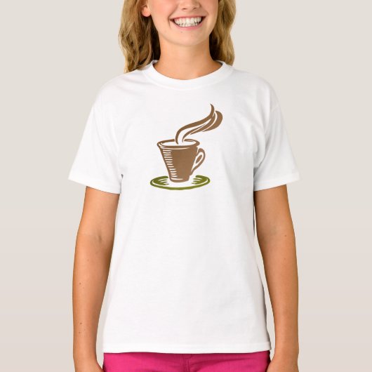 コーヒーカップデザインのキッズTシャツ Tシャツ (正面)
