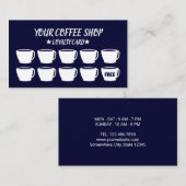 コーヒーカップネイビーブルーカフェ顧客ロイヤリティ  ロイヤリティカード (正面/裏面)