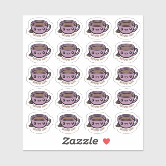コーヒーカップハッピーメールカスタムカットビニールシール シール (シート)