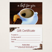 コーヒーカップハート型フォームクッキーギフトカード (正面&裏面)