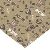 コーヒーカップパターンライトブラウンテーブルランナー ショートテーブルランナー (コーナー)