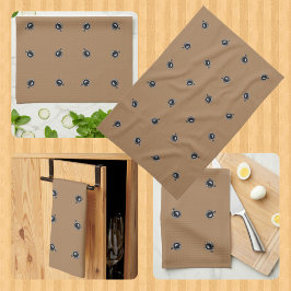 コーヒーカップパターン（の模様が）あるキッチンタオルブラウン キッチンタオル