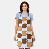 コーヒーカップパターン エプロン (着用した状態)