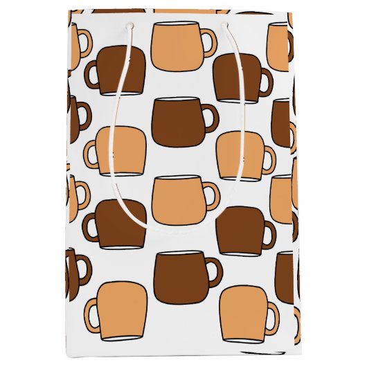 コーヒーカップパターン ミディアムペーパーバッグ (正面)