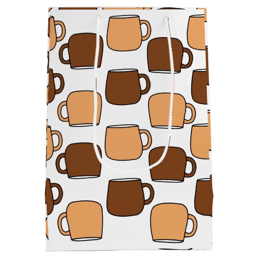 コーヒーカップパターン ミディアムペーパーバッグ (裏面)