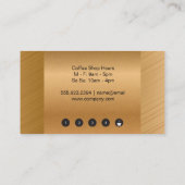 コーヒーカップパンチカード |ブロンズのメタリック背景 ロイヤリティカード (裏面)