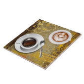 コーヒーカップフローラ動揺してブラウン金ゴールド タイル (側面)