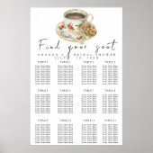 コーヒーカップブライダルシャワー座席表 ポスター (正面)