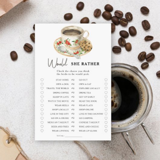 コーヒーカップブライダルシャワー彼女はむしろゲームをする