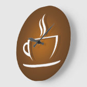 コーヒーカップブラウン ラージ壁時計 (傾斜)