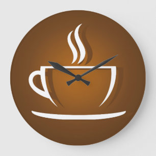 コーヒーカップブラウン ラージ壁時計