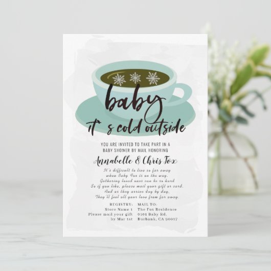 コーヒーカップベビーその冷たいベビーシャワーbyメール 招待状 (スタンド正面)