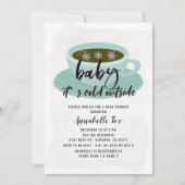 コーヒーカップベビーその冷たい屋外ベビーシャワー 招待状 (正面)