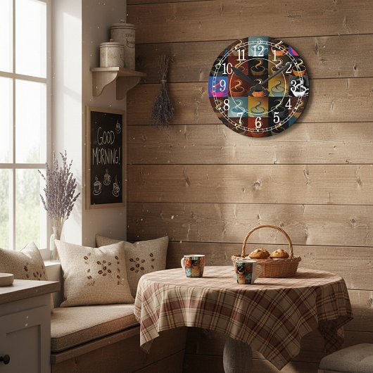 コーヒーカップモンタージュ ラウンド壁時計